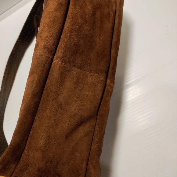 Gorgeous croc embossed leather suede shoulder bag brown - Picture 8 of 16